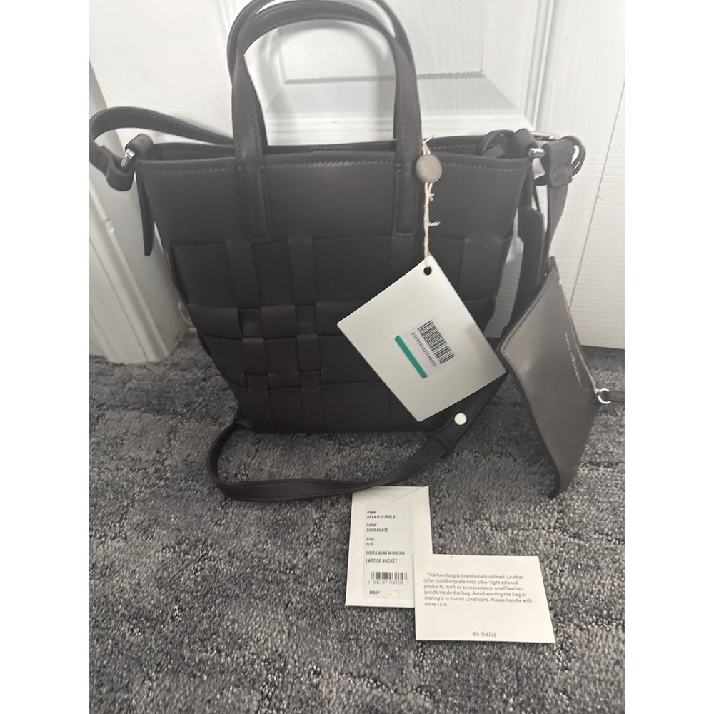 3.1 Phillip Lim Chocolate Leather Mini Modern Lattice Bucket Bag with Pouch - Picture 7 of 14